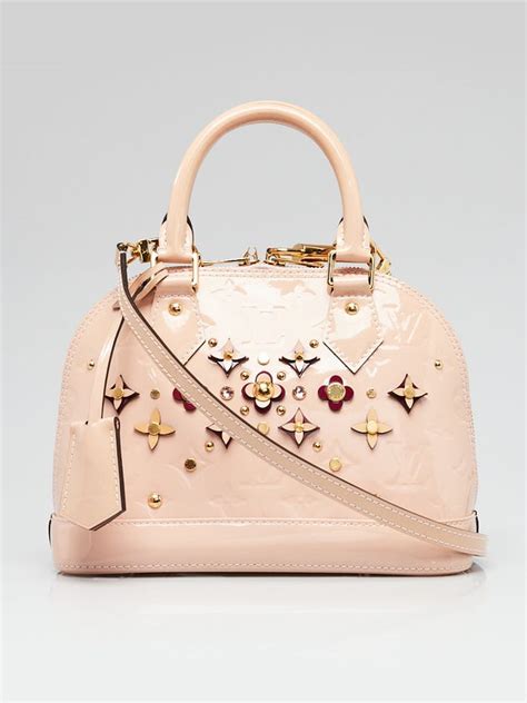 Louis Vuitton Rose Ballerine Monogram Vernis Flowers Alma BB.